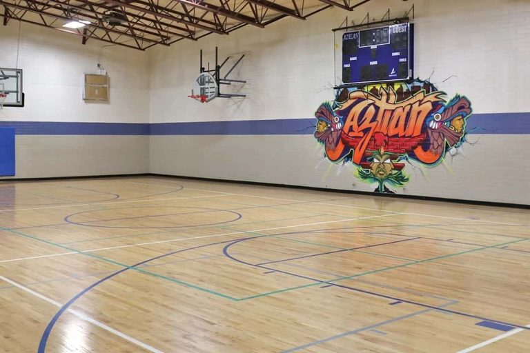 Indoor pickleball court view of Aztlan Recreation Center located at Denver CO