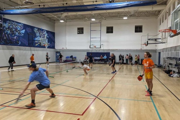 Indoor pickleball court view of St. Charles Rec Center located Denver CO